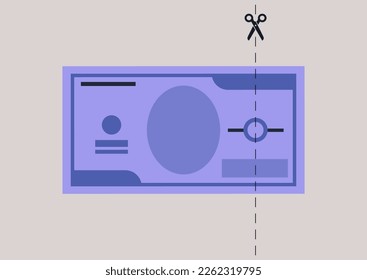 Economical inflation, a cut line indicating the value drop