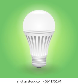 Economical LED Illuminated Lightbulb. Save Energy Lamp. Realistic Vector Illustration.