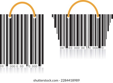 Wirtschaftliches Problem durch Kombination von Einkaufstaschen mit Barcodes