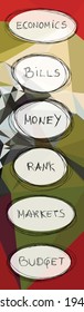 Economics Banner with Background. Vector Illustration.