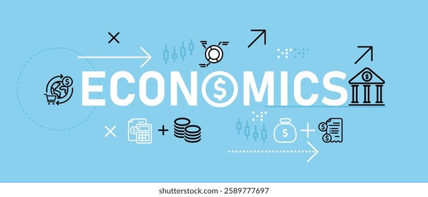 Economics conceptual future planning money savings banking investment financial strategy income wealth management supply demand inflation icon design concept illustration