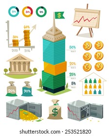 Economía y finanzas.Elementos infográficos. Ilustración vectorial.