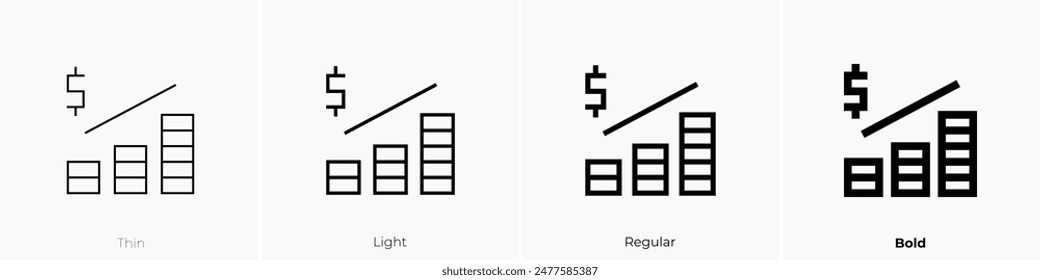 economics icon. Thin, Light Regular And Bold style design isolated on white background