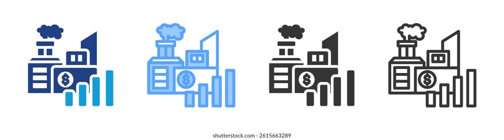 Economics Manufacturing icon set multiple style collection