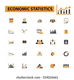 economics, statistics, analytics icons