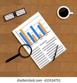 Economics and statistics. Monitoring and management, analytic market, vector illustration