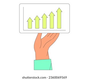 Economics strategy, analysis of sales, statistic, data statistic illustration for banner, landing web page. Analyst hand collect data and analyse business, business solution for ui or mobile app.