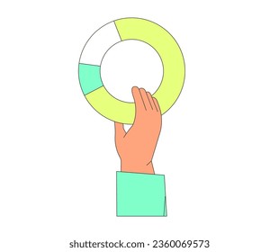 Economics strategy, analysis of sales, statistic, data statistic illustration for banner, landing web page. Analyst hand collect data and analyse business, business solution for ui or mobile app.