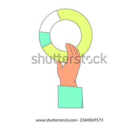 Economics strategy, analysis of sales, statistic, data statistic illustration for banner, landing web page. Analyst hand collect data and analyse business, business solution for ui or mobile app.