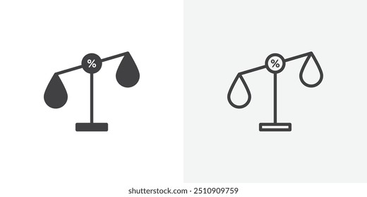 Icono de economías de escala en estilo sólido y delineado