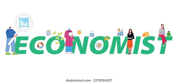 Economist analyst business finance calculate economics corporate profit professional job illustration