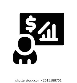 economist glyph icon. Strong and solid vector icon for websites, mobile interfaces, presentations, and visual branding. High quality and easy to edit.