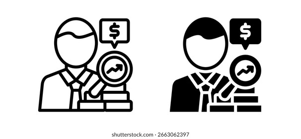 Economist multiple icon set of two.line and glyph vector illustration