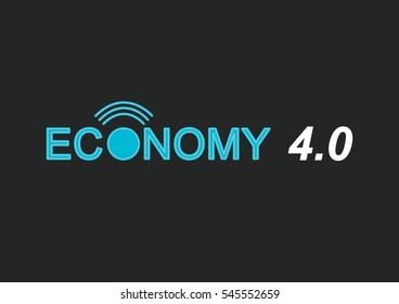 Economy 4.0 concept logo vector. Wifi waves to symbolize the smart factories of the future.