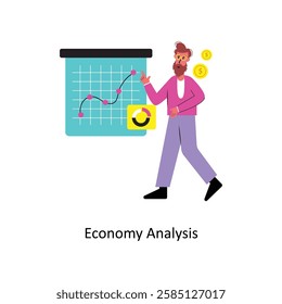 Economy Analysis Concept vector illustration.  isolated on white Background. 