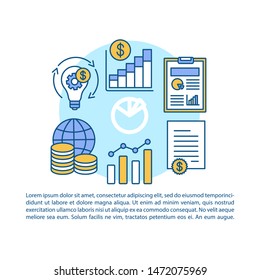 Economy Article Page Vector Template. Economic Development. Brochure, Magazine, Booklet Design Element With Linear Icons And Text Boxes. Print Design. Concept Illustrations With Text Space 