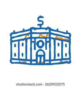 economy bank building doodle icon sketch vector. economy bank building sign. isolated symbol illustration