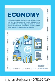 Economy Brochure Template Layout. Economic Development. Flyer, Booklet, Leaflet Print Design With Linear Illustrations. Vector Page Layouts For Magazines, Annual Reports, Advertising Posters