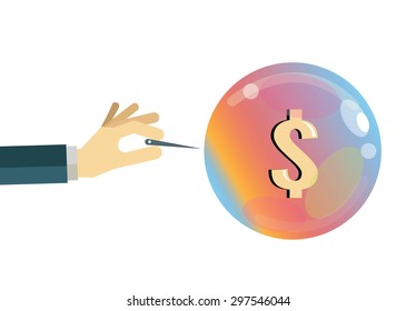 Economy bubble. Financial Crisis Concept. flat design elements. vector illustration