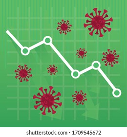 economy and covid19 statistics with particles vector illustration design