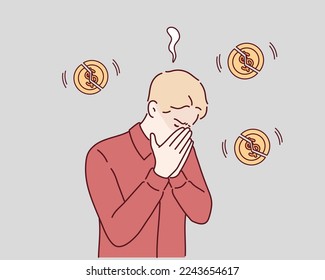  economy crisis composition with  money symbols and woman having financial problems. Hand drawn style vector design illustrations.