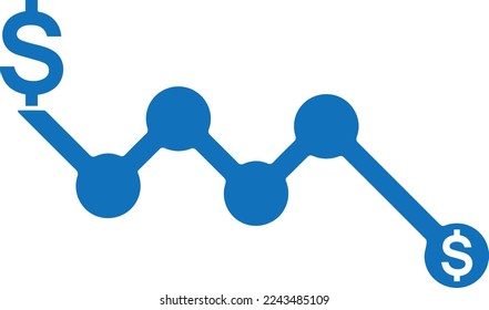 Economy crisis icon, financial crisis icon blue vector