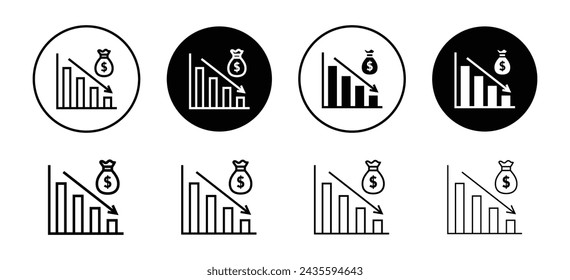 Economy crisis vector icon set collection. Economy crisis Outline flat Icon.
