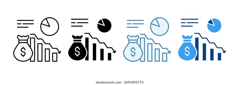 Economy Down Icon Set Multiple Style Collection