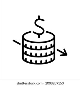 Ilustración gráfica del vector del icono de la economía hacia abajo