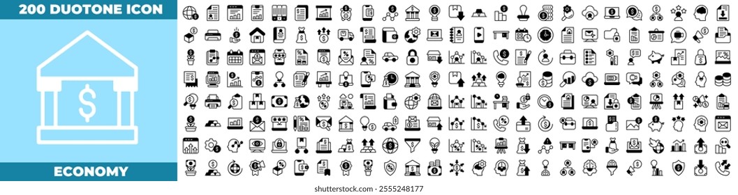 Economy Duotone Editable Icons set. Vector illustration in modern thin duotone style of economy icons: economy, investment, financial, etc