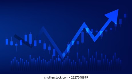 Economy and finance background. financial business statistics with candlesticks and bar chart