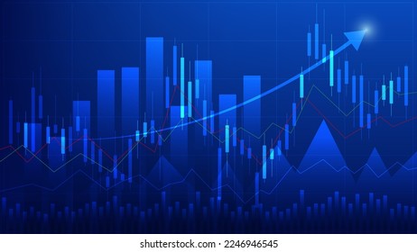 Economy and finance concept. financial business statistics stock market candlesticks and bar chart