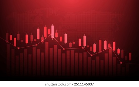 Wirtschaft Finanz Krise Low Investment Graph Pfeil nach unten Hintergrund. Geldverlust Bankrott Rückgang. Vektorgrafik fantastische Technologie.