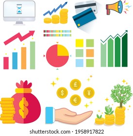 Economy and finance icons in the digital world logo info set 