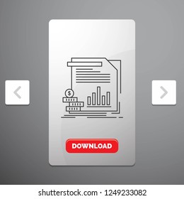 economy, finance, money, information, reports Line Icon in Carousal Pagination Slider Design & Red Download Button