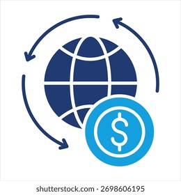 Ilustração do vetor do ícone azul plano da economia