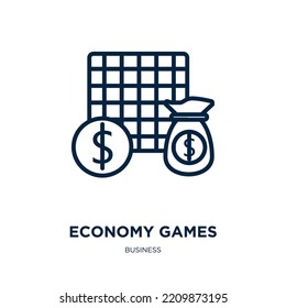 economy games icon from business collection. Thin linear economy games, business, economy outline icon isolated on white background. Line vector economy games sign, symbol for web and mobile