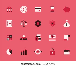 economía iconos rosa geométrico ilustración vectorial diseño plano