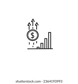 economy growth icon, financial decrease, rate business accomplishment, money value increase ,  investment compounding, thin line web symbol on white background - editable stroke vector illustration 