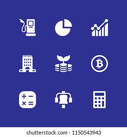 economy icon. 9 economy set with fuel, station, calculator and investment vector icons for web and mobile app