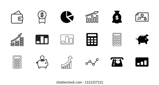 Economy icon. collection of 18 economy filled and outline icons such as atm money withdraw, money sack, wallet, calculator, chart. editable economy icons for web and mobile.