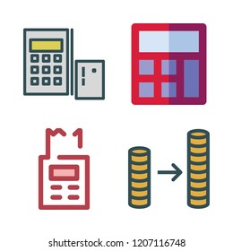 economy icon set. vector set about coin stack and calculator icons set.