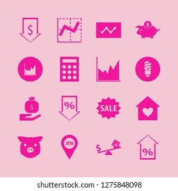 economy icon set. economy vector with calculator, statistics and money bag hand icons illustration