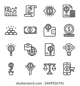 conjunto de iconos de economía Ilustración vectorial