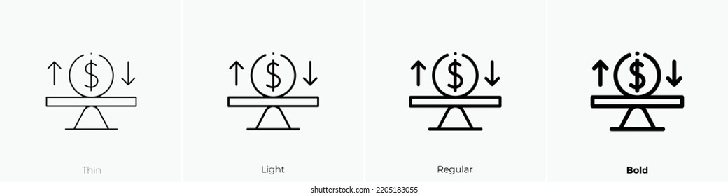 icono de economía. Diseño delgado, ligero y audaz aislado en un fondo blanco