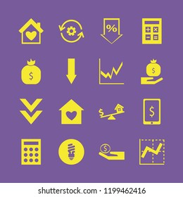 economy icon. economy vector icons set money bag, fluorescent bulb, recycle gear and money bag hand