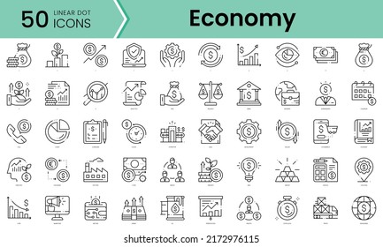 Economy Icons Bundle. Symbole im linearen Punktstil. Vektorgrafik