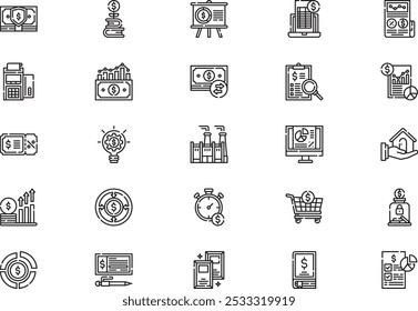 Economy icons collection is a vector illustration with editable stroke.