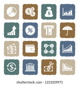 Economy Icons. Grunge Color Flat Design. Vector Illustration. 
