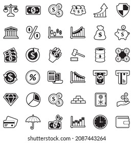 Economy Icons. Line With Fill Design. Vector Illustration.
